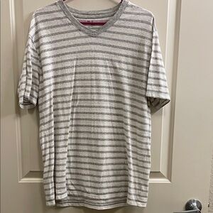 Men's Gray Striped V-Neck Tee
